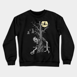 Halloween Zombie Black and White Crewneck Sweatshirt